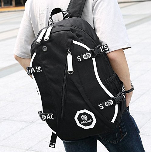 # 8801 Neues Modell 8-shape Oxford Rucksack 53,3 cm Rucksack Laptop Rucksack für 33 cm 35,6 cm 39,6 cm Notebook Rucksack für Herren schwarz schwarz - 5