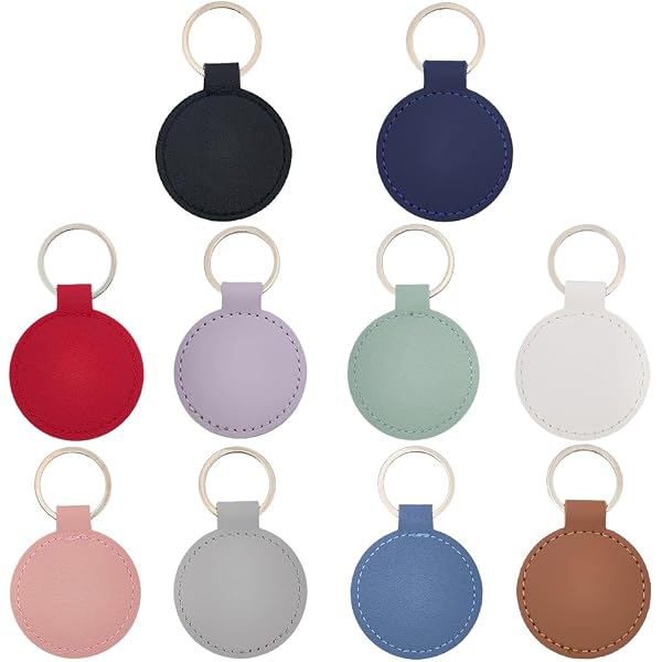 PATIKIL 9pcs PU Leather Keychain Blanks - 72mm Sublimation Blanks With Rings For DIY Name Tags, Dog Collars & Keys (Green) - View #4