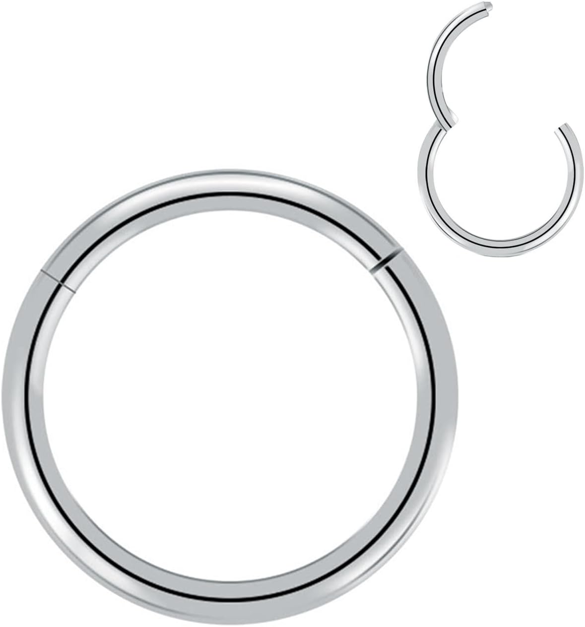 Artskin Grados 23 Titanio Bisagra nariz Anillos Piercing Cuerpo Anillos Helix cartílago Rook Pendientes 20G 18G 16G Diámetro 6 mm-10 mm Negro/Plata/Oro/Oro Rosa