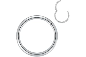 Artskin Grados 23 Titanio Bisagra nariz Anillos Piercing Cuerpo Anillos Helix cartílago Rook Pendientes 20G 18G 16G Diámetro 6 mm-10 mm Negro/Plata/Oro/Oro Rosa