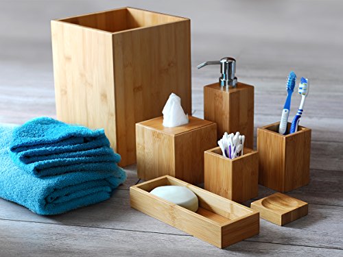 point-home MK Bamboo LONDON – Bambus Bad Accessoire Set (7-teilig) - 2