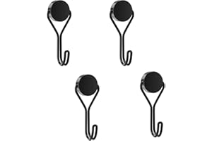 Yatrosynth Lot de 4 Crochets Magnétiques Extra Puissants, 16mm Crochet Aimant Puissant, Neodyme Crochets pour Frigo Cuisines de Bureau- Noir