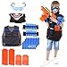 Produktbild Forweilai Weste für Nerf, Enthalten Kinder Weste + Brille + Maske + 2 Stück Handgelenkbänder + 2 Stück 6er Magazin+ 2 Stück 12er Magazin + 40 Stück Pfeile für Nerf Waffe und Nerf Party