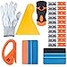 Produktbild EEFUN EEFUN 7 in 1 Rakel Set für Autofolie / Tönungsfolie / Sonnenschutzfolie Installation, Enthalten: Orange Wildlederrakel, Schwarz Faser Rakel, Gelb Hard Rakel, Snitty Cutter, Arbeitshandschuh, Schaber mit austauschbaren Klingen