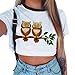 Produktbild Swallowuk Damen T-Shirt Weste Sommer Kurzarm Druck Rundhals Tops Bluse Vest Hemden Casual Kurz Leibchen Oberteile Tunika (S, A)