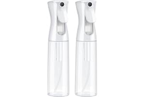 pinci Continuous Spray Bottles for Hair (200ml/6.8oz 2pack), Reusable Ultra-Fine Continuous Sprayer for Salon, Hairstyling, Plant Watering, Cleaning, Spraying And Skin Care (White)