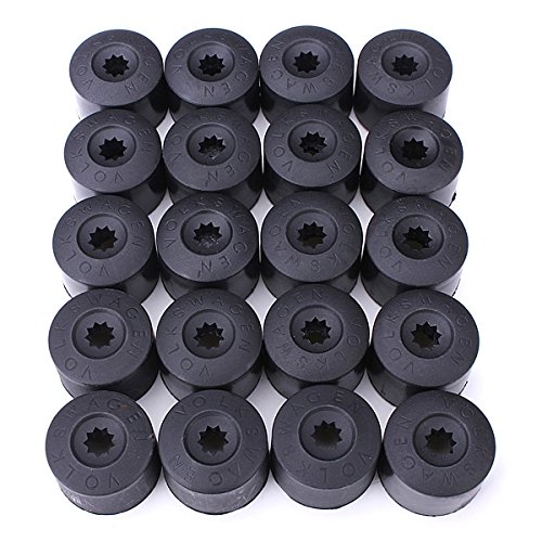 20 Cache-Écrous De Roue Noir 17mm - Capuchons Protection Antivol Poussière Pour Jante Auto