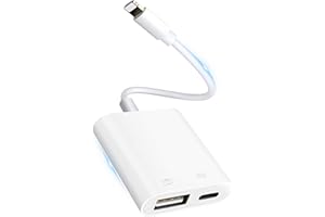 AMZTOP Adattatore da Light-ning a USB per iPhone,Cavo adattatore USB a iPad 3.0 OTG con porta di ricarica rapida supporta lettore di schede, tastiera, mouse, MIDI,sincronizzazione dati,Plug and Play
