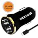 Tech Sense Lab CE & FCC Certified, 3.4A Dual USB Fast Car Charger Includes 1 Micros USB Cable Rated At 480mbps (Black n Gold) RS.499.00