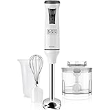 Black+Decker BXHBA600E Frullatore a Immersione, 600 W, Acciaio Inox, Bianco
