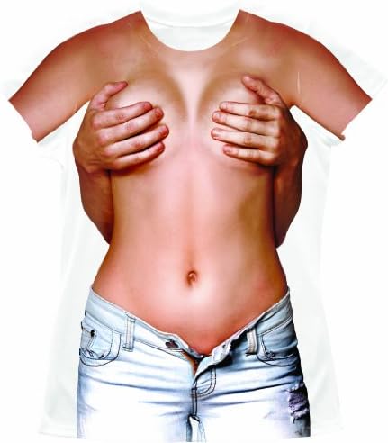 Faux Real Tees Ladies Short Hands Over Chest (UK 12-14)