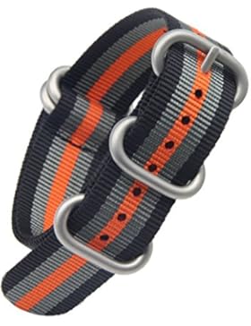 22mm schwarz / grau / orange deluxe premium NATO Stil robust exotisches Nylon Sport Herren-Armbanduhr-Bandbügel