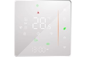 CASLANT Termostato WiFi per Caldaia a Gas,Termostato intelligente Alimentare dal corrente 220v Schermo LCD Touch Button Retroilluminato Programmabile con Alexa e Telefono APP (Bianco)
