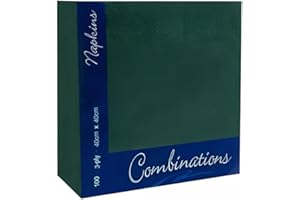 Tezraftaar® 100 x Paper Napkins Disposable 40cm x 40cm 3Ply Dark Green Serviettes Tissue Paper for Catering Supply Tableware Weddings Christmas Birthday Parties