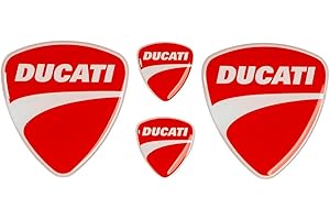 ‎ACME LABS 3D Ducati Motorrad Kompatible Logo aufkleber Set – Premium UV-beständige Gel & Epoxy Aufkleber für Motorradfans (Red & White)