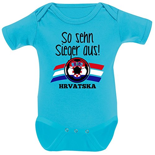 Mikalino Babybody So sehn Sieger aus Hrvatska Kroatien kurzarm, Farbe:atoll;Grösse:12-18 Monate-