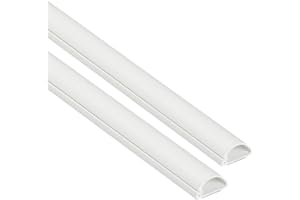 D-Line 1M2010W-2PK Moulure décorative en Demi-Cercle, Goulotte électrique, Cache-Câble - 2x 20mm (Largeur) x 10mm (Hauteur) x 1m Longueurs (2-mètres) - Blanc