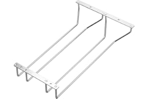 Dianoo Soporte De La Copa De Vino Debajo Del Gabinete Colgando Estante Para Vasos Poseedor Con Tornillos Acabado Cromado 35cm 2 Filas