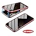 Produktbild DZANS Anti-Peep Magnetic Phone Case Schutzhülle Mit Doppelseiten-Sichtschutz Aus Gehärtetem Glas (for iPhone 7G/8G, Rot)