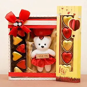 Winni - Heart Shape Dark Chocolate With Teddy Bear | Premium Chocolate Gift Pack | Dark Chocolate Box Gift - Birthday, Anniversary, Valentine Gift for Love, Kids, Girls, Girlfriend, Wife, Couple, Husband