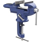 Steiner Alman 60 mm D&ouml;nerli &Ouml;rsl&uuml; &Ouml;zel Alaşımlı Paslanmaz D&ouml;vme &Ccedil;elik Mini Masa ve Tezgah Mengenesi Mavi