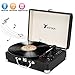 Produktbild Yiiyaa Plattenspieler Tragbar, Schallplattenspieler Turntable mit eingebautem Lautsprecher, Bluetooth, USB-Anschluss MP3-Wiedergabe, Vinyl-to-MP3 Funktion, 3 Geschwindigkeiten 33/45/78 U/Min Schwarz