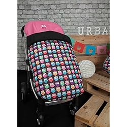 Babyline Estampado Búhos - Saco para silla de paseo, color rosa
