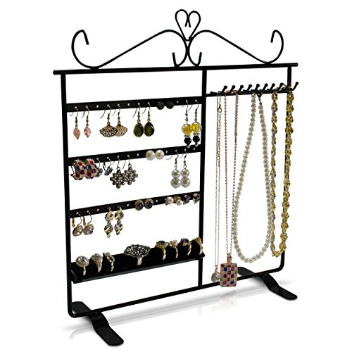 VENKON – Design Schmuckständer Ohrringhalter Kettenhalter Ringhalter Schmuckorganizer aus Metall – schwarz – 34 x 32 cm - 4