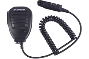 Asudaro Microphone à main talkie-walkie, microphone de haut-parleur de microphone d'épaule PTT Compatible avec BAOFENG A58 BF-9700 UV-9R Plus GT-3WP R760 82WP Accessoires de radio bidirectionnelle