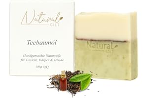 ‎NATURAL CILT Natural Cilt Teebaumöl Seife - 100% Naturseife - ohne bedenkliche Inhaltsstoffe - Zertifiziert - Handgemacht - Duschseife für alle Hauttypen - Duschgel - Naturkosmetik
