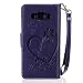 Galaxy J5 2016 Case,Galaxy J5 2016 Wallet Case,Leeook Retro Elegant Pretty Creative Purple Embossing Love Heart Butterfly Flower Flip PU Leather Fold Wallet Pouch Case with Strap Stand Credit Card ID Cash Holders Book Style Stand Function Magnetic Closure Case Cover for Samsung Galaxy J5 2016 + 1x Black Stylus