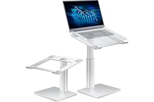 supamir Support PC Portable Assis Debout Ergonomique - 16 Niveaux Hauteur pour DJ, Télétravail, Visioconférence - Compatible Ordinateurs 13-16 Pouces, Argenté