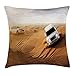 Produktbild Sports Decor Throw Pillow Cushion Cover, Race in African Desert Safari Adventure Exotic Hobby Activity Picture, Decorative Square Accent Pillow Case, 18 X 18 Inches, Sand Brown White