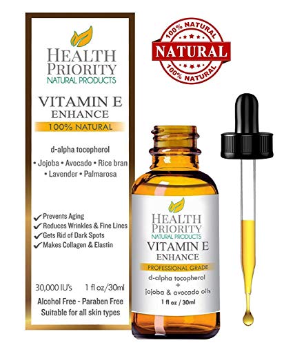 Aceite 100% natural y orgánico de vitamina E para la cara y la piel - 15,000/30,000 IU - Reduce las arrugas y aclara las manchas oscuras, dejando la piel más joven.
