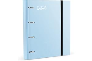 Casterli 72994 - Carpeta 4 anillas troquelada color Basic, Tapa forrada mate, Tamaño 320 x 275 x 40 mm, colores surtidos, Anillas de 40mm (AZUL CIELO)