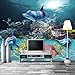 Produktbild Benutzerdefinierte Fototapete Mediterranen Stil 3D Sea World Coral Dolphin Wohnkultur Wandmalerei Wohnzimmer TV Hintergrund Tapete Wohnzimmer-Leinwand
