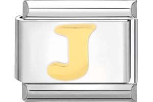 papasgix Italian Charms Gold Letter A-Z Italian Modular Charm Link fits all 9mm Bracelet Retro Personality Vintag Charms Bracelets Accessories