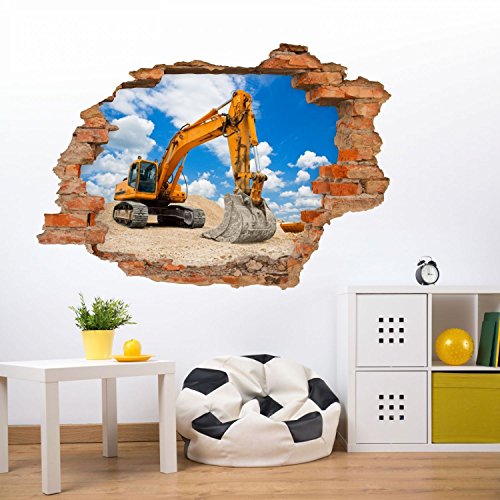 049 Wandtattoo Bagger Baustelle – Loch in der Wand Größe 750 x 520 mm - 5