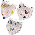 BabyGo Baby Bandana Bibs Apron with 2 Snap Buttons For Drooling Teething Feeding Super Absorbent 100% Organic Cotton For Boys and Girls Set of 3 Pieces-(Random Color)