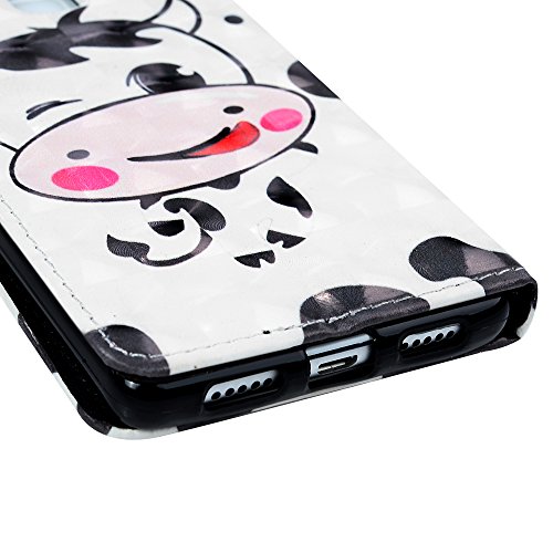 Huawei P9 Lite Hülle Badalink Schutzhülle Leder PU+TPU Handyhülle 3D Cartoon Kuh Handytasche Wallet Case Ständer Magnet-Schloss Cover Flipcase - 7