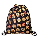 Turnbeutel Fullprint All Over Emoticon Emoji Black Smileys Beuteltasche Hipsterbag