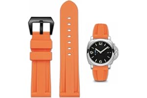 FOUUA Correa de Reloj Panerai de Goma 22mm 24mm Correa de Reloj Silicona Impermeable Acero inoxidable Cepillado Hebilla de Plata Compatible con Panerai unisex