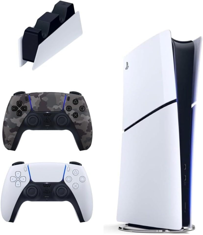 Sony PlayStation 5 Slim Digital 825 GB, Şarj İstasyonu, Kamuflaj DualSense Kolu