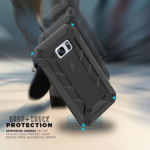 Funda Galaxy S7 Edge - Poetic  Serie Revoluci  n   Pesada   Doble Capa  Funda de Protecci  n Hibrida Completa con Protector de Pantalla Incorporado para de Samsung Galaxy S7 Edge Negro