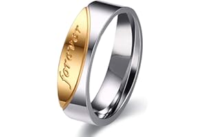 Uloveido Titanium Stainless Steel Gold Love Forever Ring 6mm Men and 5mm Women Wedding Band Rings CR058