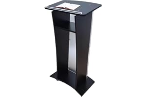 Trästol For Talarstol, Böjd Stående Podium Med Hjul, Mångsidigt Bordsställ For Bärbar Dator, Lutande Övre Hylla, 150 Kg Lastkapacitet