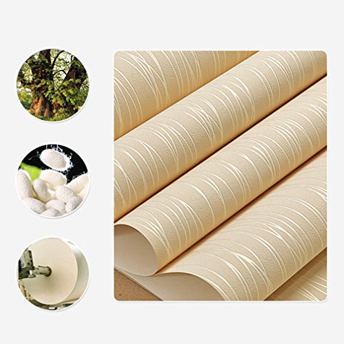 Kinlo 10 x 0.53M Wandtapete 3D-Tapete Vliestapete,3D Relief Tapete Dekoration für TV Wand Wohnzimmer Schlafzimmer und Hotel – Beige - 6
