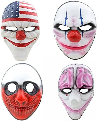 CCOWAY Halloween Mask, Payday 2 Theme Horror Cosplay Party Mask(Dallas&amp;Wolf&amp;Chains&amp;Houston)