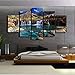 Produktbild mmwin Wald Tier Leinwand Abstrakte Leinwand Wandkunst Poster HD Moderne Leinwand 5 Panel Sonnenaufgang Liebe Seestück Wohnzimmer Bild Home Decoration Modulare Bilderrahmen 40x60 40x80 40x100 cm
