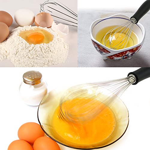 Schneebesen, JamBer Edelstahl Schneebesen – Küchen Schneebesen 29 cm Extra Line Silikon Hitzebeständig bis 220°C, schwerer Draht Schneebesen Silikon Handgriff Küche Draht Ballon Schneebesen, Milch Ei Dämpfer Schläger Mischer für das Mischen des Rührens – Satz von 2 10inch & 12inch - 7